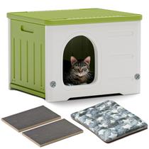 Casa para Gato TSEHOOHOO - Plástica, Empilhável e Isolada (Verde) Casa para Gato TSEHOOHOO - Plástica, Empilhável e Isolada (Verde)