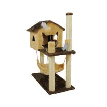 Casa Para Gatos Com Dois Andares Rede Brinquedos Bolinha Poste Sisal