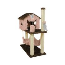 Casa Para Gatos Com Dois Andares Rede Brinquedos Bolinha Poste Sisal