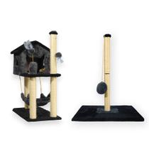 Casa Para Gatos Com Dois Andares Rede Brinquedos Poste G Sisal Cara de Gato