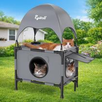 Casa para Gatos Externa Elevada de 2 Níveis Rywell com Toldo Casa para Gatos Externa Elevada de 2 Níveis Rywell com Toldo