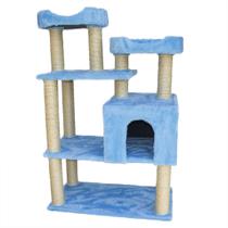 Casa para Gatos Modelo Torre com Duas Camas Azul
