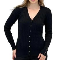 Casaco aishty tricot com botão feminino ref: ais410870