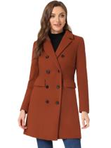 Casaco Allegra K Trench Coat feminino longo marrom avermelhado S