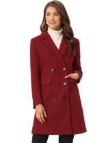 Casaco Allegra K Trench Coat feminino longo vermelho escuro G-Small