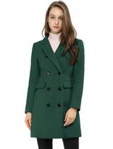 Casaco Allegra K Winter Elegant com lapela entalhada verde G-Small