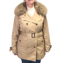 Casaco Alpelo Transpassado Pelo na Gola Bege 20900058