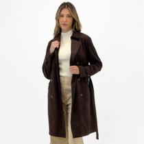 Casaco Alpelo Trench Coat em Suede com Cinto Feminino Casaco Alpelo Trench Coat em Suede com Cinto Feminino