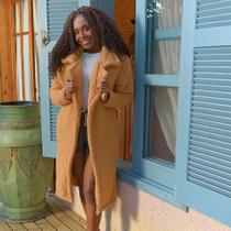 Casaco App Sherpa Overcoat Longo Caramelo M - Moda Feminina Casaco App Sherpa Overcoat Longo Caramelo M - Moda Feminina