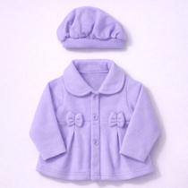 Casaco Bebê Menina Inverno com Boina Elegante Cor:rosaTamanho:M