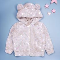 Casaco Bebê Peluciado com Capuz e Orelhinhas Corações Furtacor