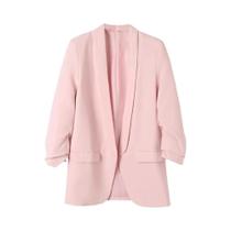 Casaco Blazer Feminino Vintage - Manga Comprida, Bolsos Plissados e Aba Casaco Blazer Feminino Vintage - Manga Comprida, Bolsos Plissados e Aba