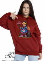 Casaco Blusa Moletom Masculino e Feminino Canguru Estampa Alice Com Bolso e Capuz Inverno Frio Rt03