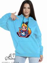 Casaco Blusa Moletom Masculino e Feminino Canguru Estampa Alice Com Bolso e Capuz Inverno Frio Rt04