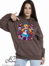 Casaco Blusa Moletom Masculino e Feminino Canguru Estampa Alice Com Bolso e Capuz Inverno Frio Rt06