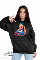 Casaco Blusa Moletom Masculino e Feminino Canguru Estampa Alice Com Bolso e Capuz Inverno Frio Rt07