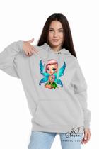 Casaco Blusa Moletom Masculino e Feminino Canguru Estampa Fada Com Bolso e Capuz Inverno Frio Ref 02