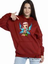 Casaco Blusa Moletom Masculino e Feminino Canguru Estampa Fada Com Bolso e Capuz Inverno Frio Ref 02