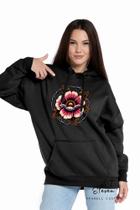 Casaco Blusa Moletom Masculino e Feminino Canguru Estampa Floral Com Bolso e Capuz Inverno Frio 02