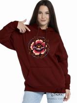 Casaco Blusa Moletom Masculino e Feminino Canguru Estampa Floral Com Bolso e Capuz Inverno Frio 02