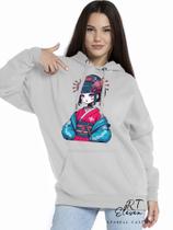 Casaco Blusa Moletom Masculino e Feminino Canguru Estampa Gueixa Com Bolso e Capuz Inverno Frio 02