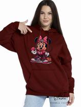 Casaco Blusa Moletom Masculino e Feminino Canguru Estampa Minnie Com Bolso e Capuz Inverno Frio 04