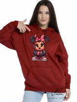 Casaco Blusa Moletom Masculino e Feminino Canguru Estampa Minnie Com Bolso e Capuz Inverno Frio 08
