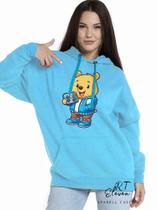 Casaco Blusa Moletom Masculino e Feminino Canguru Estampa Pooh Com Bolso e Capuz Inverno Frio 02