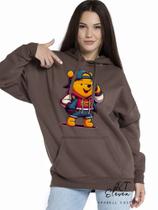 Casaco Blusa Moletom Masculino e Feminino Canguru Estampa Pooh Com Bolso e Capuz Inverno Frio 03