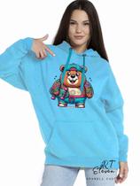 Casaco Blusa Moletom Masculino e Feminino Canguru Estampa Urso Com Bolso e Capuz Inverno Frio 01