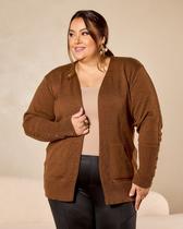Casaco Cardigan Com Bolso E Botão Na Manga Trico Inverno Casaco Cardigan Com Bolso E Botão Na Manga Trico Inverno