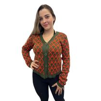 Casaco Cardigan Feminina com Botao Moda Inverno 585