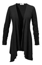 Casaco Cardigan Feminino Tecido Confortável Assimétrico Básico