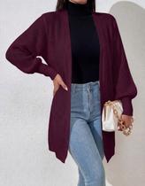 Casaco Cardigan Manga Longa Bufante Tricot Inverno Feminino Casaco Cardigan Manga Longa Bufante Tricot Inverno Feminino