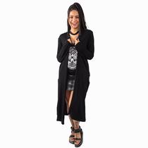 Casaco Cardigan Midi Fenta Lateral ModaAlternativa