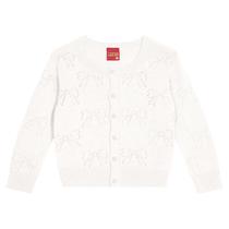 Casaco Casaqueto Cardigan Bebê Menina Tricô Rosa Off White