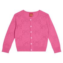 Casaco Casaqueto Cardigan Bebê Menina Tricô Rosa Off White - Kyly