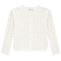 Casaco Casaqueto Cardigan Infantil Menina Tricô Off White