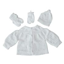 Casaco Casaquinho Meias Luvas Touca Antialérgico Bebê Rescém Nascido Lã Tricô