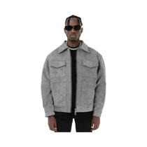Casaco Casual Oversize Masculino Em Suede Grosso Com Zíper E Bolsos Para Outono, Estilo High Street