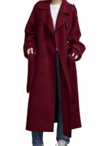 Casaco chouyatou feminino de lã de inverno com peito duplo vermelho XXL Casaco chouyatou feminino de lã de inverno com peito duplo vermelho XXL
