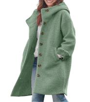 Casaco chouyatou feminino misto de lã de inverno com capuz verde