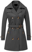 Casaco Chrisuno Trench Dress de inverno cinza ervilha para mulheres tamanho L