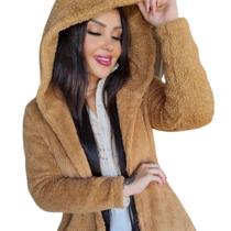 Casaco Com Capuz E Bolso Quentinho Inverno Blusa Frio - Teddy