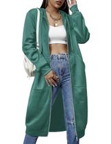 Casaco com capuz ELESOL feminino de algodão verde 3GG Casaco com capuz ELESOL feminino de algodão verde 3GG