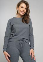 Casaco Comfy Com Gola Canoa Moletinho Grafite Salvatore fashion