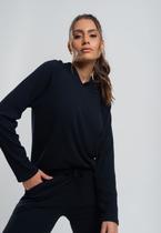 Casaco Comfy Malha Canelada Com Capuz Preto Salvatore Fashion