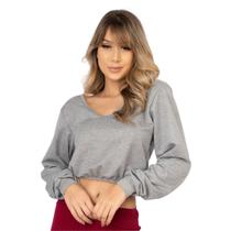 Casaco Cropped Bella Fiore Com Decote Moletinho Moda Casual Feminino Casaco Cropped Bella Fiore Com Decote Moletinho Moda Casual Feminino