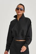 Casaco Cropped com Ziper Cajubrasil Preto