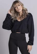 Casaco Cropped Decote Moletinho Manga Longa Inverno